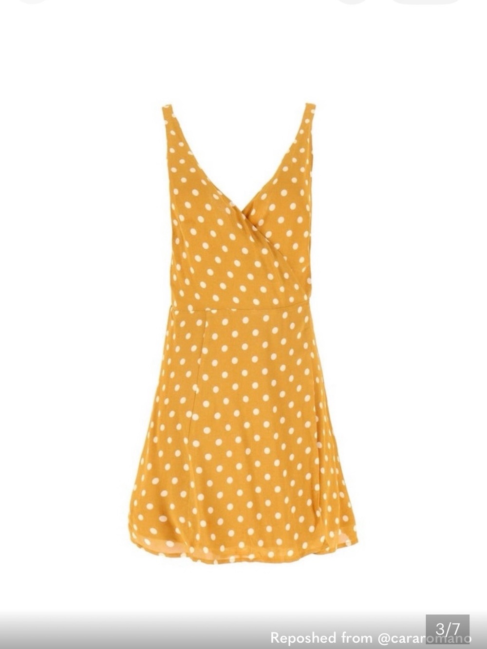 Reformation Mustard Yellow Polka Dot Wrap Mini Dress - size XS - Picture 5 of 6